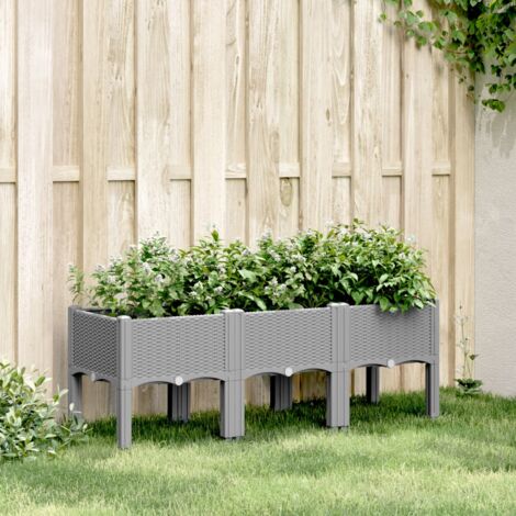 Jardinière Avec Treillis 120x40x136 Cm - En PP Gris Clair Pour Plantes Grimpantes | Balcon, Terrasse, Jardin - 5