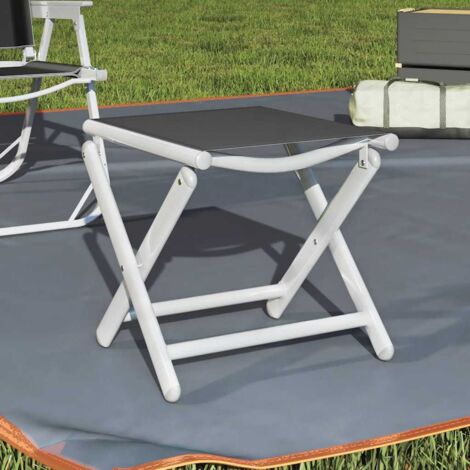 VidaXL Repose-Pied Pliable Noir Et Argenté – Tabouret De Jardin En Aluminium Et Textilène, Ultra Confortable Et Gain De Place