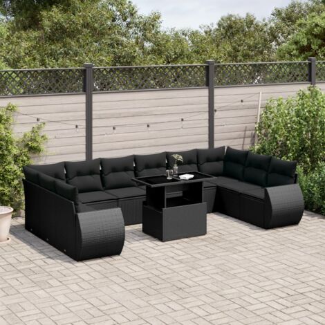 Salon De Jardin 11 Pcs Avec Coussins Noir R sine Tress e salon-de-jardin-11-pcs-avec-coussins-noir-r-sine-tress-e