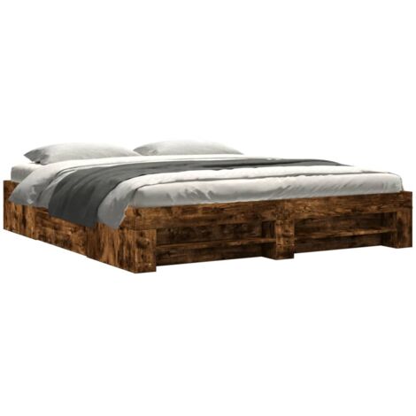 Lit adulte | lit double | cadre de lit avec tiroirs 180x200 cm bois de