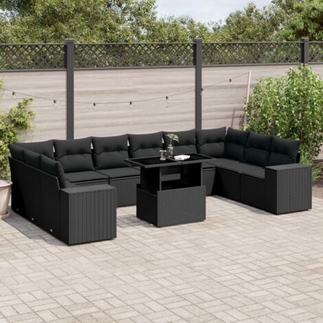 Salon De 11 Pcs Avec Coussins Noir R sine Tress e salon-de-11-pcs-avec-coussins-noir-r-sine-tress-e
