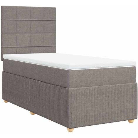 Lit Simple | Lit Adulte | Sommier à Lattes De Lit Avec Matelas Taupe 80x200 Cm Tissu Cfw78799 93132177