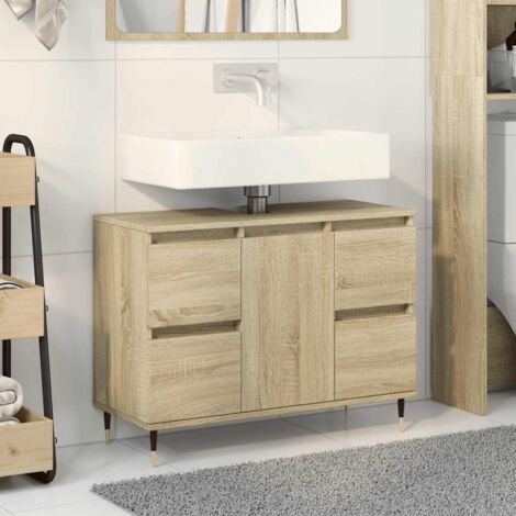 The Living Store Armoire Lavabo De Salle De Bain Chêne Sonoma 60x33x60 Cm Meuble Lavabo Armoire Salle De Bain Rangement Salle De Bain Meuble Chene Sonoma Meuble Design Salle De Bain 86158757