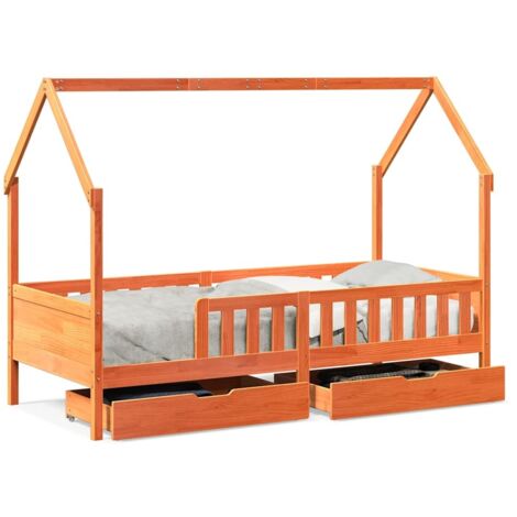 Lit avec 4 Tiroirs en Bois Style Montagne | livraison Rapide