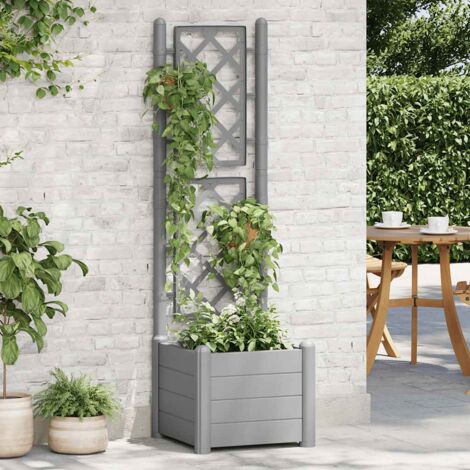Jardinière Avec Treillis Tidyard - Lit Surélevé Blanc 43x43x142 Cm - 30 L - PP Résistant