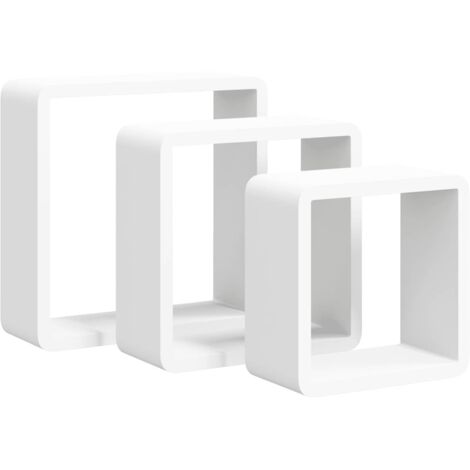 Lot De 3 étagères Murales Cubes En MDF Noir - Dimensions 30x30, 27x27, 24x24 Cm - Montage Invisible - 9
