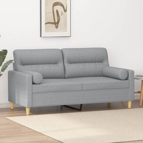 Canapé 2 places avec oreillers gris clair 140 cm tissu - Canapé Deux Places - Canapé Gris