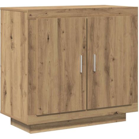 Buffet CHN 80x40x75 cm Bois massif de pin - FYDUN - Blanc - Porte(s) et