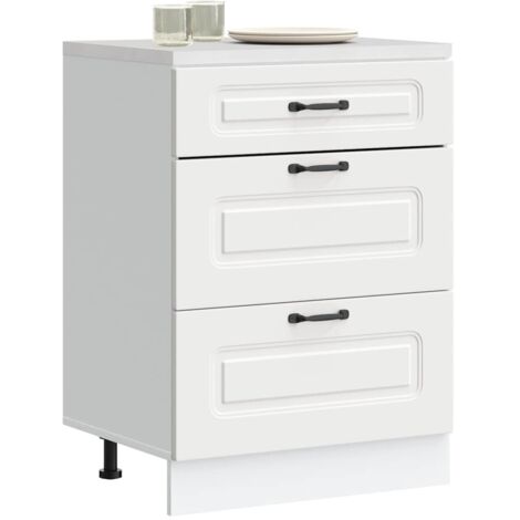 Armoire à Four Encastrable Blanc 60x46x81,5 Cm - Meuble Bas De Cuisine, Aggloméré, Rangement