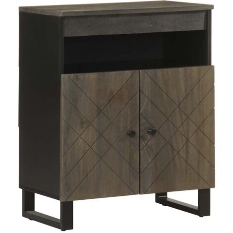 Buffet 2 Portes En Bois De Manguier Massif - 60x33x75 Cm - Style Classique - Rangement Spacieux - 6