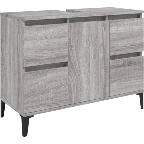 Meuble D'évier En Chêne Sonoma 80 Cm – Rangement Spacieux Pour Salle De Bain - 7