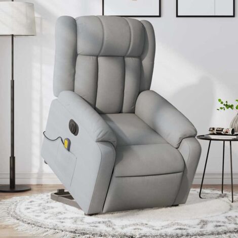 Fauteuil De Massage électrique Inclinable – Tissu Gris Clair, Neuf, Confort Moderne