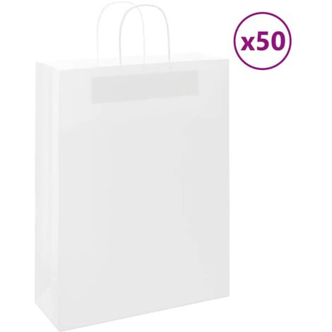 Sacs En Papier Kraft Avec Poignées - Lot De 50 - 32x12x42 Cm - Marron - Neuf - Marque VidaXL