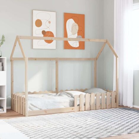 Cadre de lit d'enfants forme de maison sans matelas pin massif Cadre de lit d'enfants forme de maison sans matelas pin massif