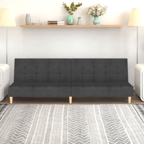 Lit 2 places 160x200cm Tissu Gris foncé LOUGNE inclus sommier et 4