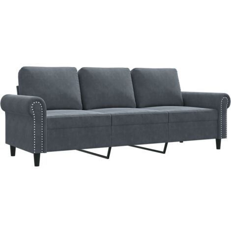 Canapé à 3 Places,Sofa Pour Salon,Banquette Gris Clair 180 Cm Velours Cds97773 91137389