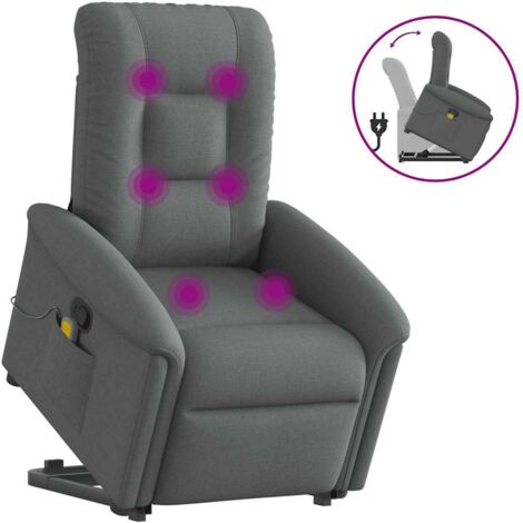 Fauteuil Inclinable Et Pivotant Avec Massage - Velours Gris Foncé, Accoudoirs Larges, Charge 110 Kg