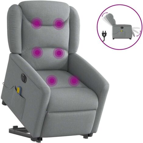 Fauteuil Inclinable De Massage électrique – Gris Clair, Tissu, Neuf