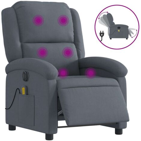 Fauteuil De Massage Inclinable Velours Gris Foncé - Neuf Sous Emballage