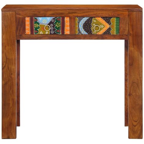 Table console peinte à la main 80x35x75 cm Bois de manguier - Table