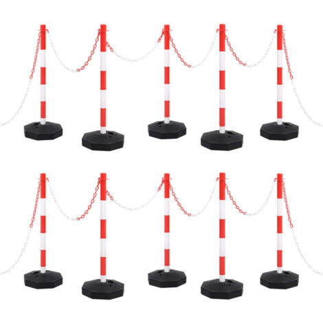 Ensemble Poteaux à Chaîne Plastique 10 M - Signalisation Temporaire Jaune/noir | Pour Parking, Chantier, événement