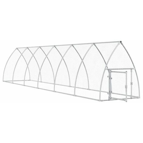 Cage Pour Poules Argenté 400x100x190 Cm Acier Galvanisé - Poulailler