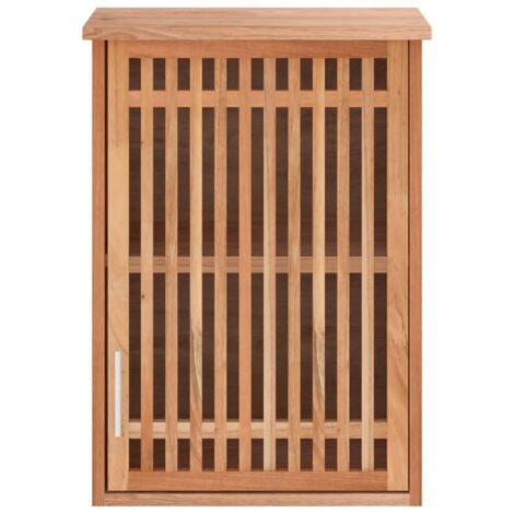 Armoire De Salle De Bain En Noyer Massif - 42x29x82 Cm - Meuble Lavabo Neuf