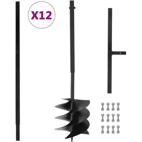 TMISHION Tarière De Sol Avec Manche 180 Mm Et Tube D'extension 5 M