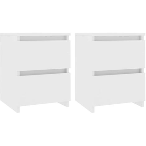 Tables De Chevet 2 Pcs Blanc Brillant 40x35x50 Cm - Tables De Chevet 2 Pcs Blanc Brillant 40x35x50 Cm Tables De Chevet Meuble De Chambre Table Dappoint Table De Nuit Mobilier Contemporain 86622812