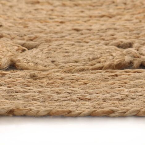 Tapis Jute Tressé VHC – Ovale 36x60 – Couleurs Bleu Moutarde – Neuf