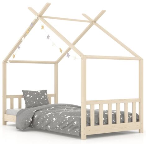 Cadre De Lit Enfant Tipi En Pin Massif 70x140 Cm - Lit Cabane Aventure - Idée Chambre Enfant - Sans Matelas