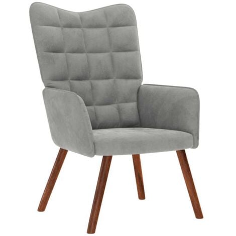 Chaise De Relaxation Avec Tabouret Gris Clair Tissu VidaXL | Leroy Merlin