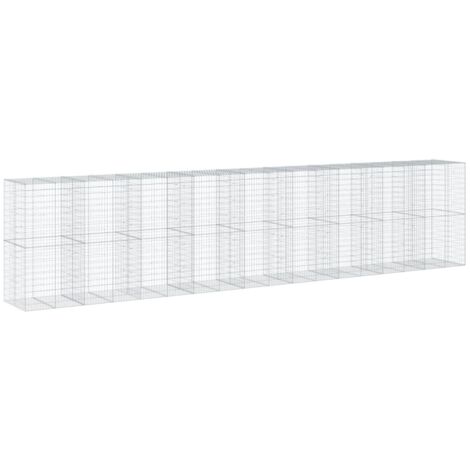 Panier Gabion Avec Couvercle 300x50x200 Cm - Fil Galvanisé, Maille 10x5 Cm - Pour Jardin, Mur, Décoration Extérieure - 11