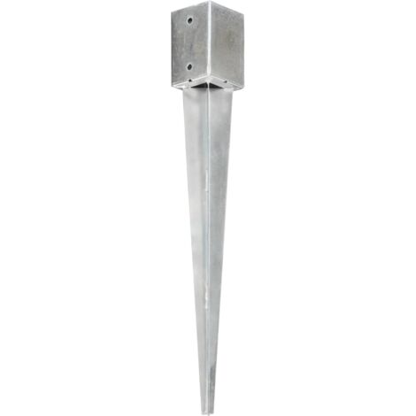 VidaXL Piquets au sol 2 pcs Argenté 7x7x75 cm Acier galvanisé