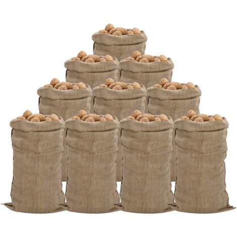 Sacs en jute 10 pièces 65x135 cm 100 % jute 340 g/m²