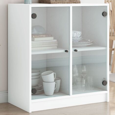 Iiaky Armoire Murale avec Portes en Verre Blanc 68,5x37x35