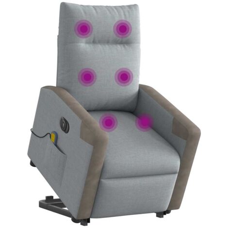 Fauteuil Inclinable De Massage électrique – Gris Clair, Tissu, Neuf