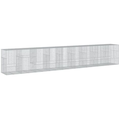 Panier Gabion Avec Couvercle 300x50x200 Cm - Fil Galvanisé, Maille 10x5 Cm - Pour Jardin, Mur, Décoration Extérieure - 8