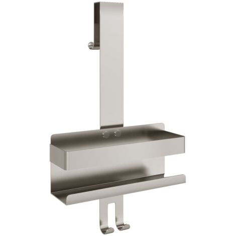 Caddy De Douche Suspendu WENKO Bribano Duo – Acier Inoxydable Noir, 23x71x18 Cm, Pour Cabine Jusqu’à 4 Cm D’épaisseur