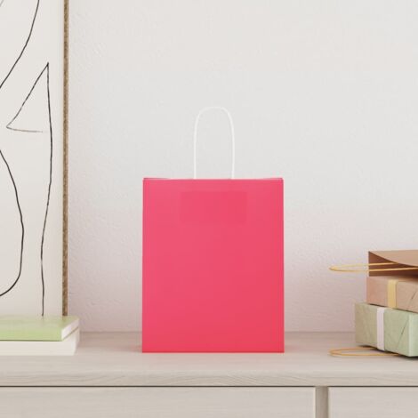 250 Sacs En Papier Rose Avec Poignées Kraft - Pour Vente Au Détail Ou Cadeaux, Neufs