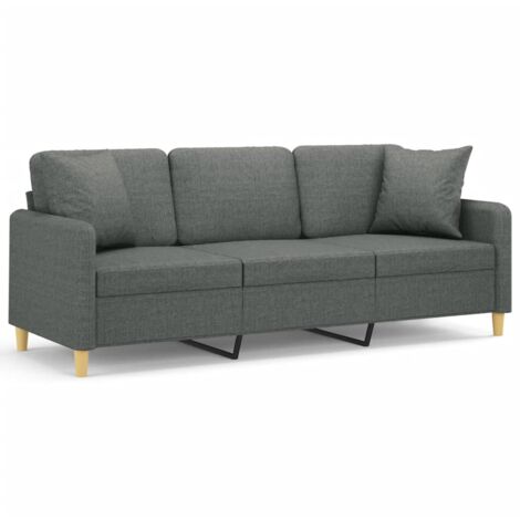Zerodis Canapé 3 places avec oreillers gris clair 180 cm velours 111607