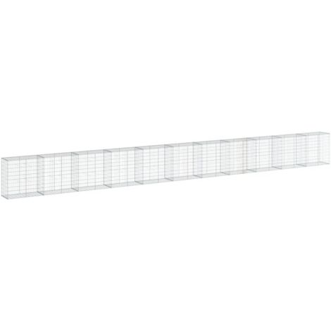 Panier Gabion Avec Couvercle 300x50x200 Cm - Fil Galvanisé, Maille 10x5 Cm - Pour Jardin, Mur, Décoration Extérieure