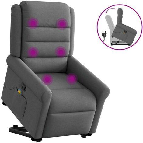 Fauteuil Relax Massant Avec Chaleur Et Inclinaison - Pivotant 360°, Repose-pieds - HOMCOM, Tissu Gris