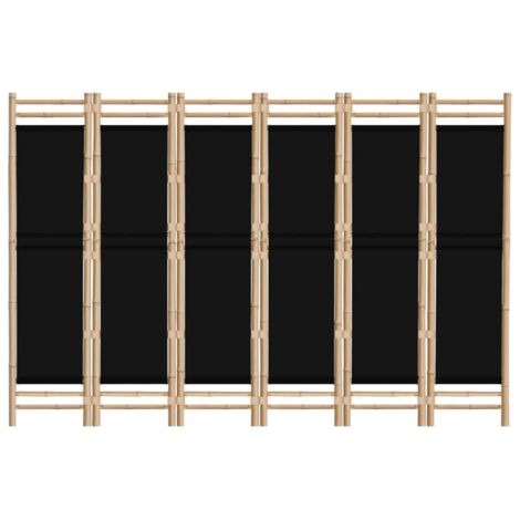 Cloison De Séparation Pliante 5 Panneaux - 200x180 Cm - Bambou Et Toile Blanche - Paravent Intérieur