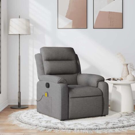 Fauteuil Inclinable Et Pivotant Avec Massage - Velours Gris Foncé, Accoudoirs Larges, Charge 110 Kg - 8