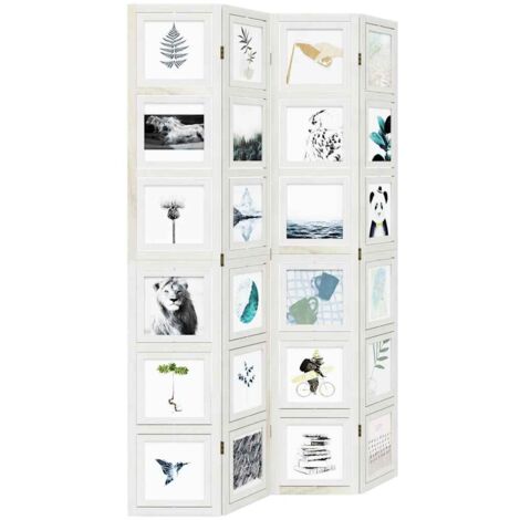 Paravent 4 Panneaux Pliant 220x173 Cm – Séparateur De Pièce Intérieur Extérieur En Fer Robuste + Tissu Polyester Imperméable – Blanc Élégant