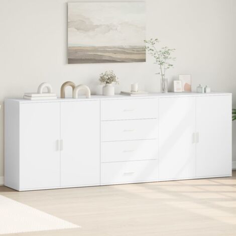 Buffet 3 Pièces VidaXL - Bois Ingénierie Blanc - 60x30x70cm - Rangement Modulable