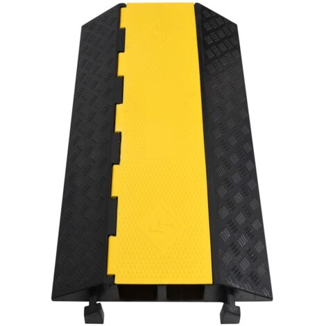 3 Rampes De Protection De Câbles VEVOR - 2 Canaux, Charge 5T (11,000 Lbs) - PVC/Caoutchouc, Noir/Jeune - Pour Chantier, Événement