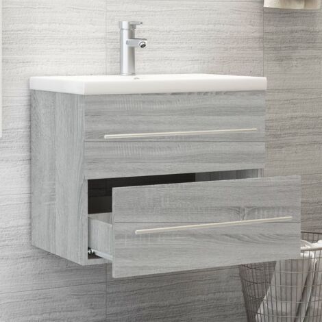 Meuble lavabo,Meuble de rangement avec bassin intégré Chêne brun Bois d' ingénierie CFW349779