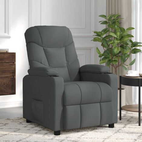 Fauteuil Inclinable Et Pivotant Avec Massage - Velours Gris Foncé, Accoudoirs Larges, Charge 110 Kg - 2